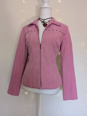 Positive Attitude Pink Suede Zip-Front Jacket